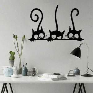 Wall Art - CAT WALL STICKER - 3 Cats Decoration 12"x8" Art Wall Art - CAT WALL STICKER - 3 Cats Decoration 12"x8" Art